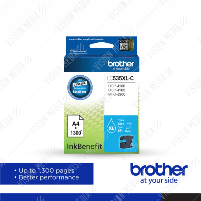 BROTHER CYAN INK CARTRIDGE (LC-535XLC)