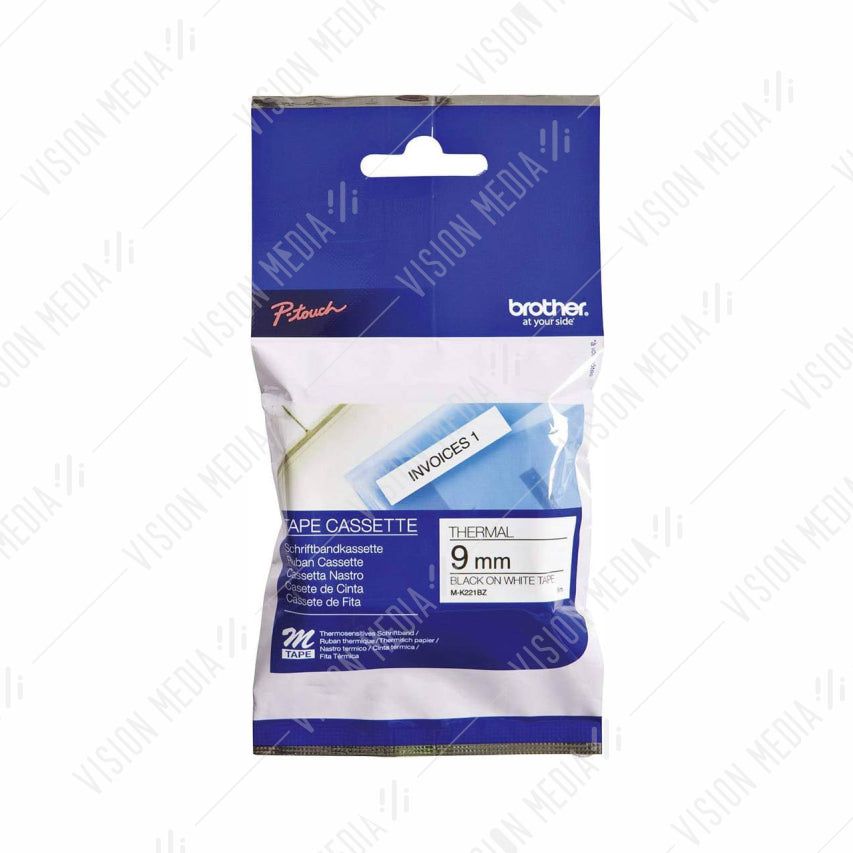 BROTHER BLACK ON WHITE M-SERIES TAPE 9MM (M-K221)