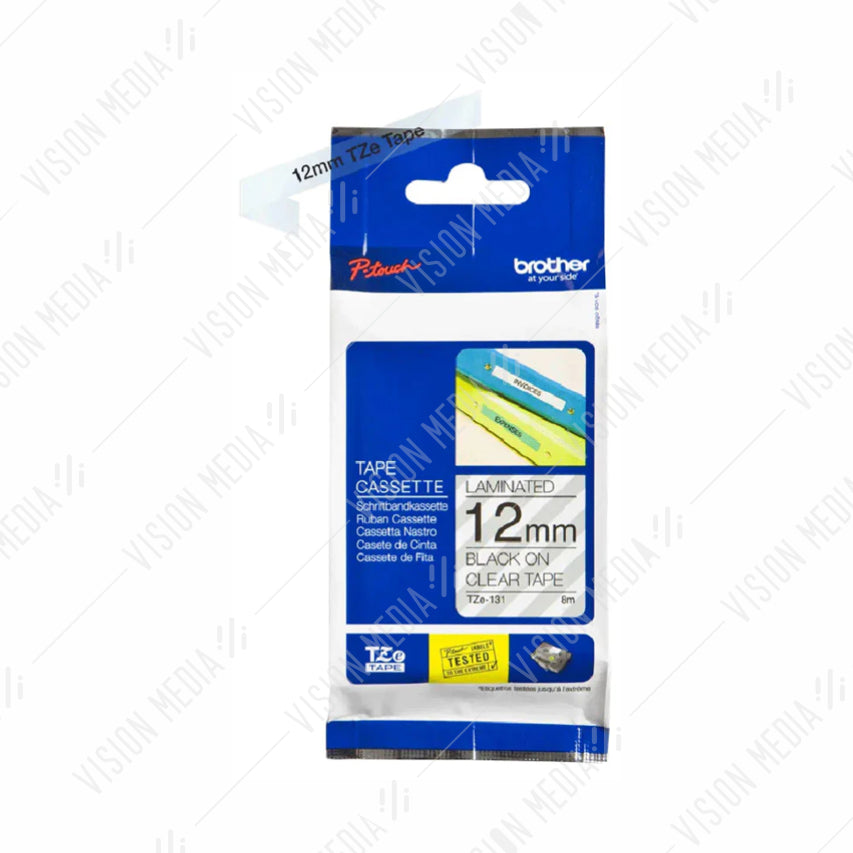 BROTHER BLACK ON CLEAR TZE TAPE 12MM (TZE-131)