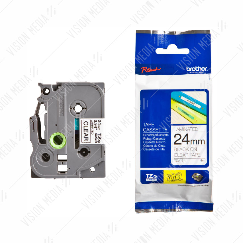 BROTHER BLACK ON CLEAR TZE TAPE 24MM (TZE-151)