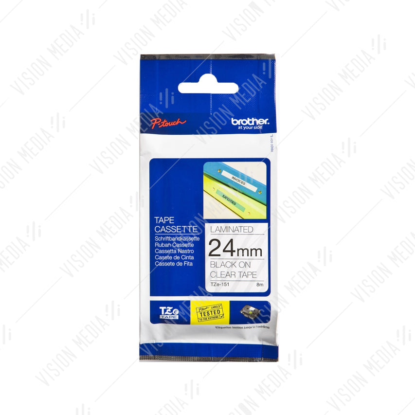 BROTHER BLACK ON CLEAR TZE TAPE 24MM (TZE-151)