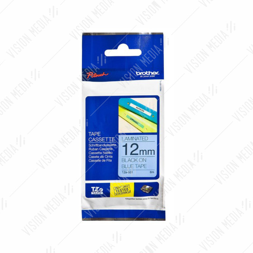 BROTHER BLACK ON BLUE TZE TAPE 12MM (TZE-531)