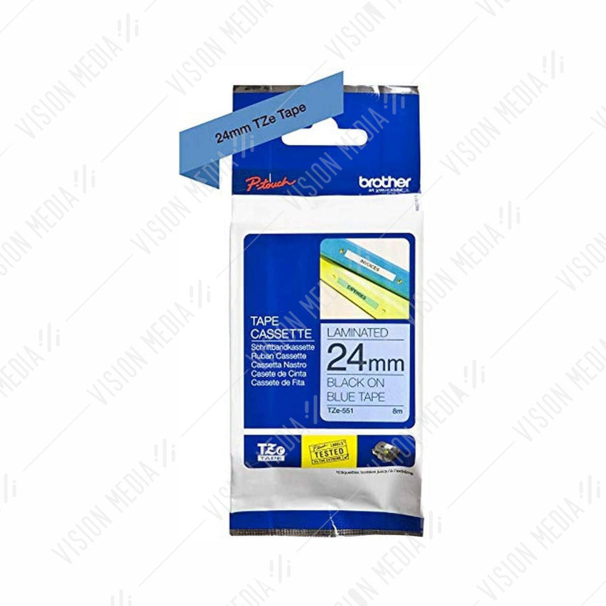 BROTHER BLACK ON BLUE TZE TAPE 24MM (TZE-551)