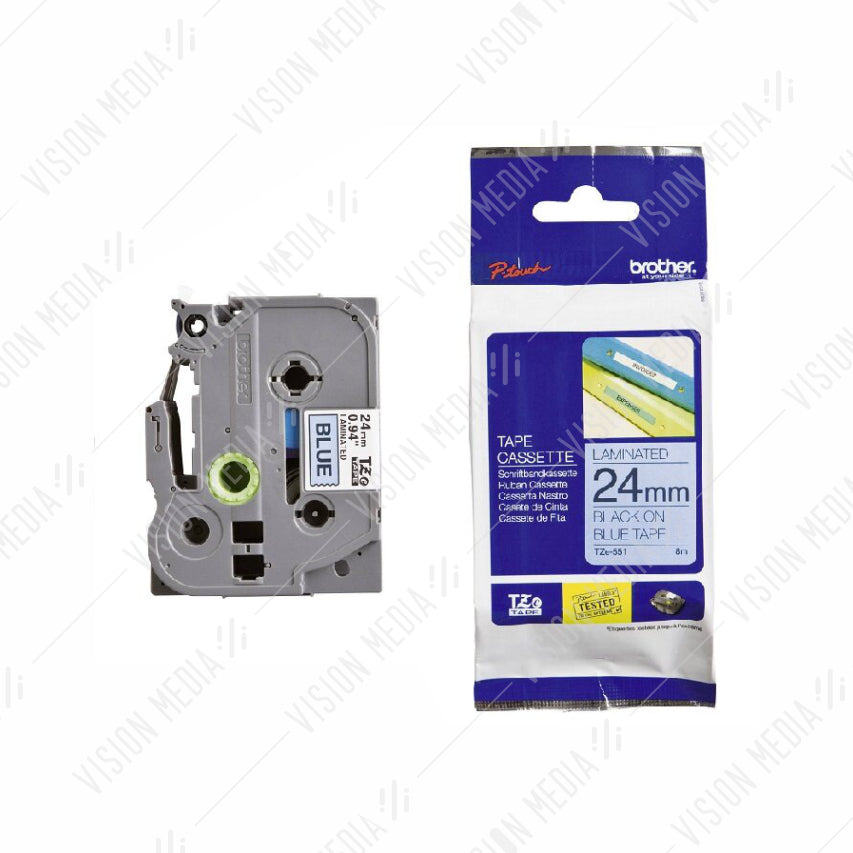 BROTHER BLACK ON BLUE TZE TAPE 24MM (TZE-551)