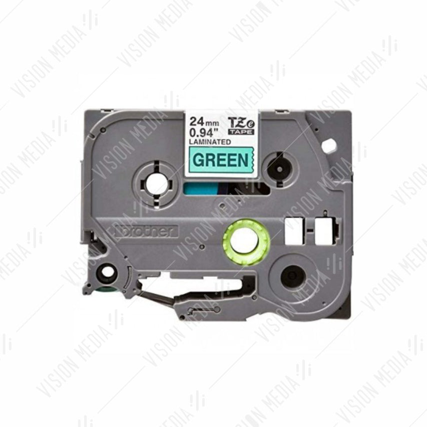 BROTHER BLACK ON GREEN TZE TAPE 24MM (TZE-751)