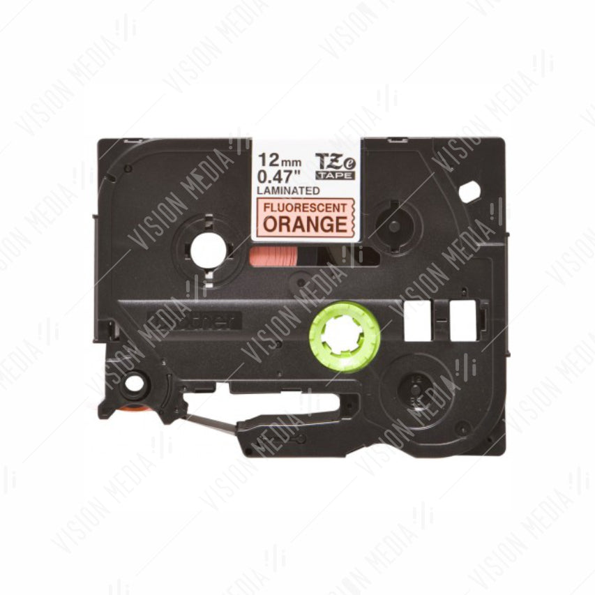BROTHER BLACK ON FLUORESCENT ORANGE TZE TAPE 12MM (TZE-B31)