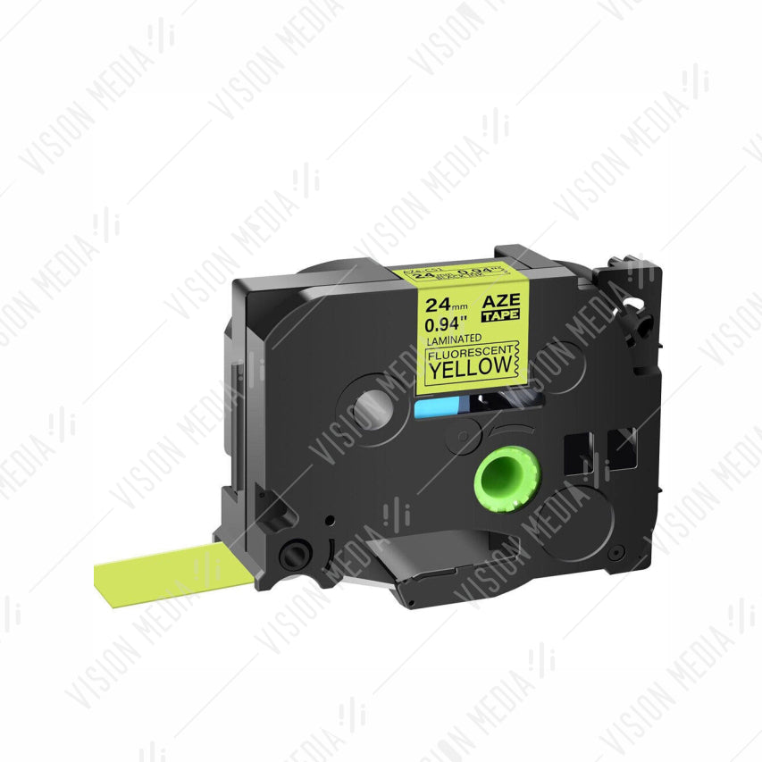 BROTHER BLACK ON FLUORESCENT YELLOW TZE TAPE 24MM (TZE-C51)