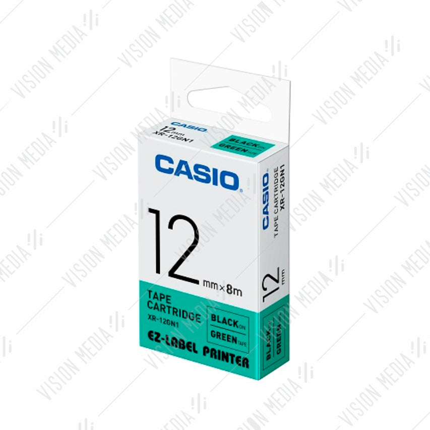 CASIO EZ-LABEL 12MM BLACK ON GREEN (XR-12GN1)