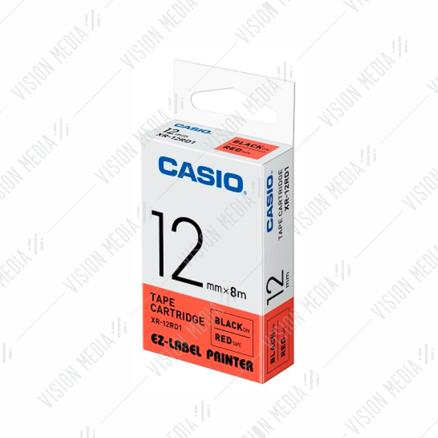 CASIO EZ-LABEL 12MM BLACK ON RED (XR-12RD1)