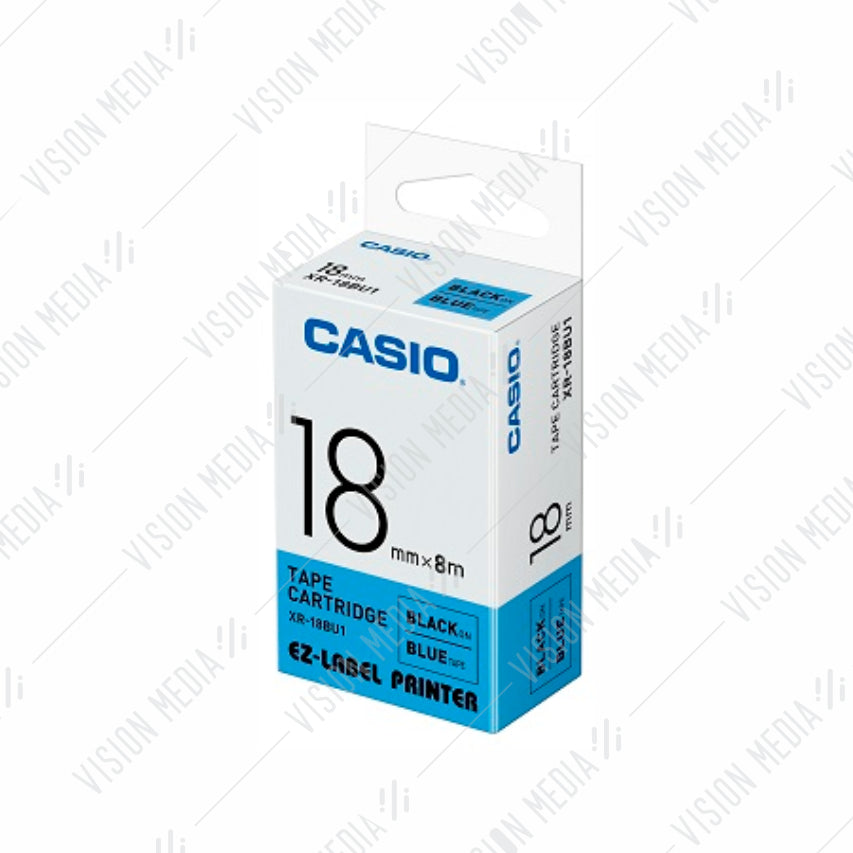 CASIO EZ-LABEL 18MM BLACK ON BLUE (XR-18BU1)