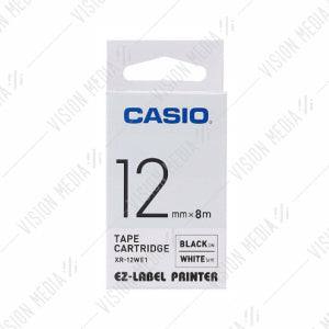 CASIO EZ-LABEL 12MM BLACK ON WHITE (XR-12WE1)