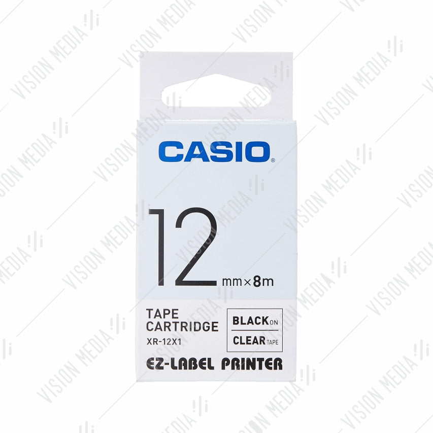 CASIO EZ-LABEL 12MM BLACK ON CLEAR (XR-12X1)