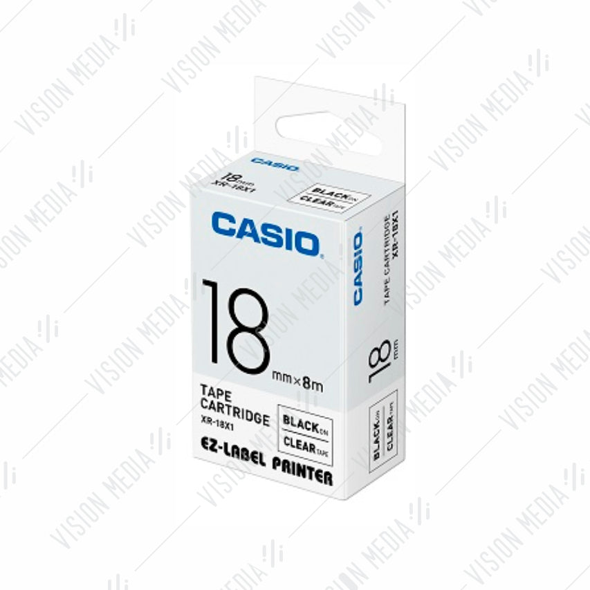CASIO EZ-LABEL 18MM BLACK ON CLEAR (XR-18X1)