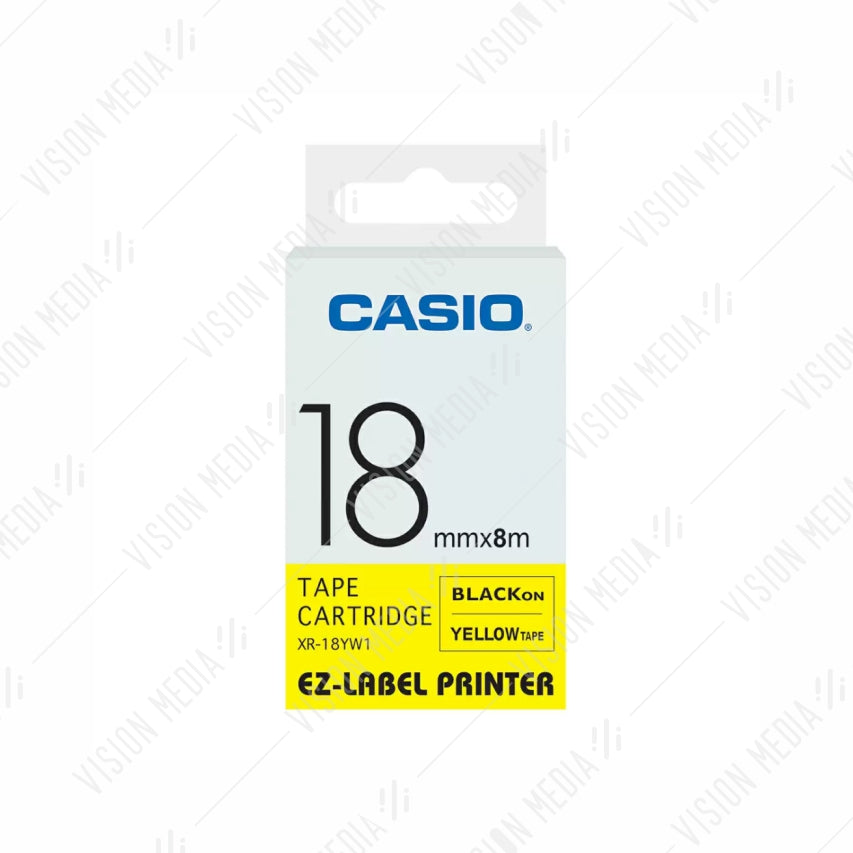 CASIO EZ-LABEL 18MM BLACK ON YELLOW (XR-18YW1)