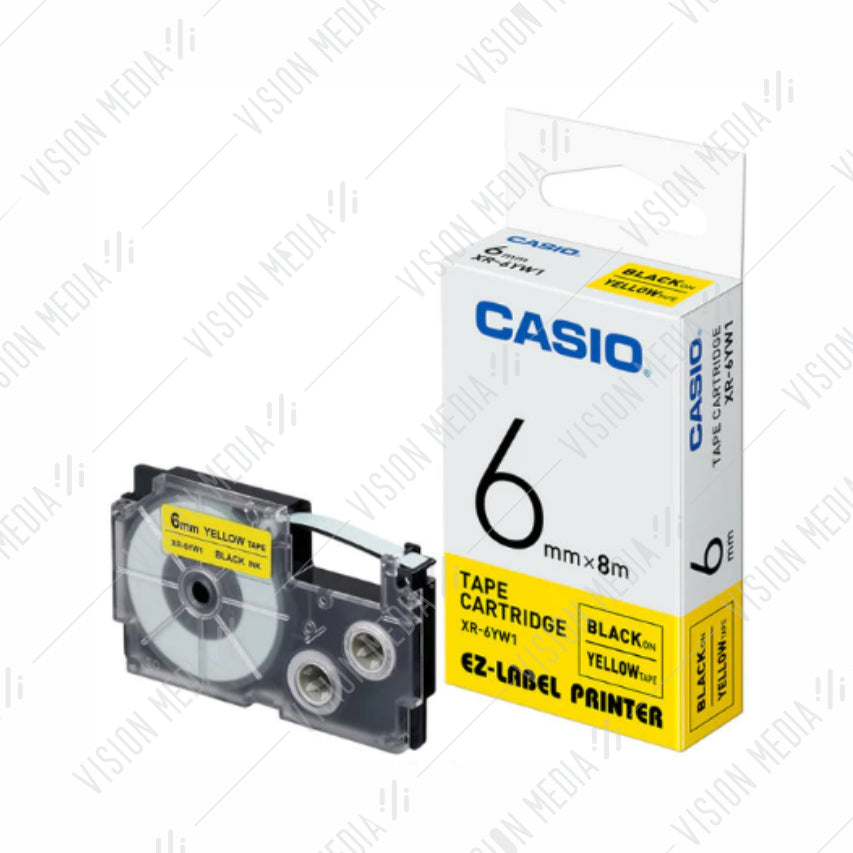 CASIO EZ-LABEL 6MM BLACK ON YELLOW (XR-6YW1)
