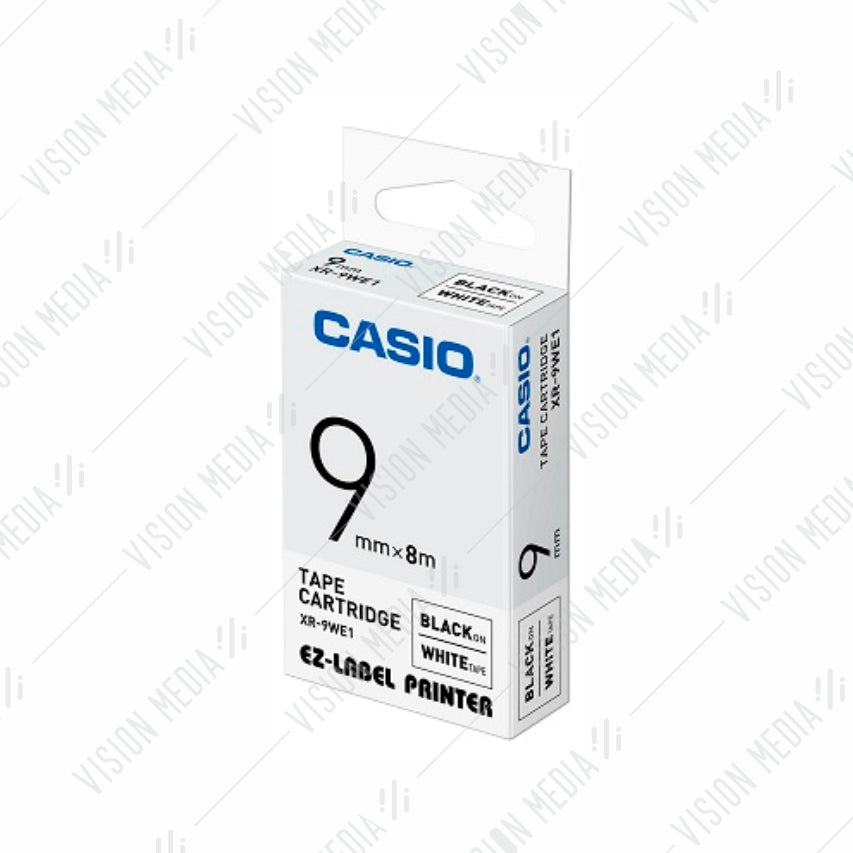CASIO EZ-LABEL 9MM BLACK ON WHITE (XR-9WE1) Vision Media Supplies
