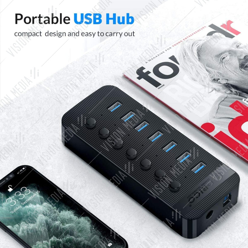 ORICO 7 PORT USB 3.0 HUB WITH POWER SWITCH (CT2U3-7AB)
