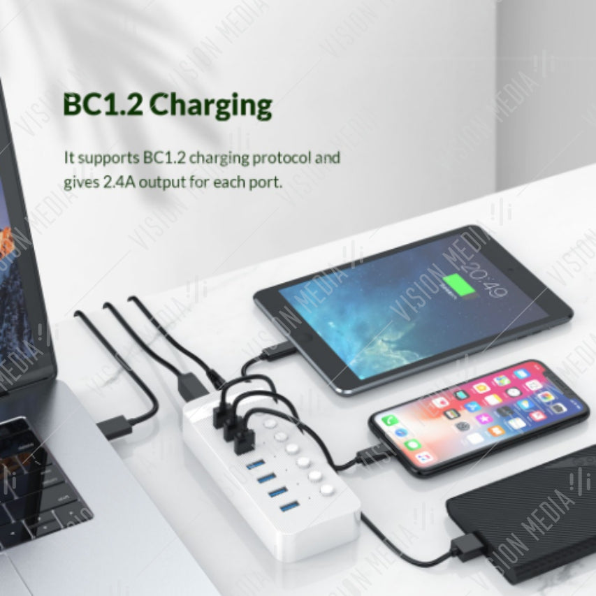 ORICO 7 PORT USB 3.0 HUB WITH POWER SWITCH (CT2U3-7AB)