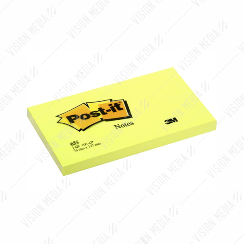 3M POST-IT NOTES 655 (3"X5") CANARY YELLOW (100 SHEETS/PAD)