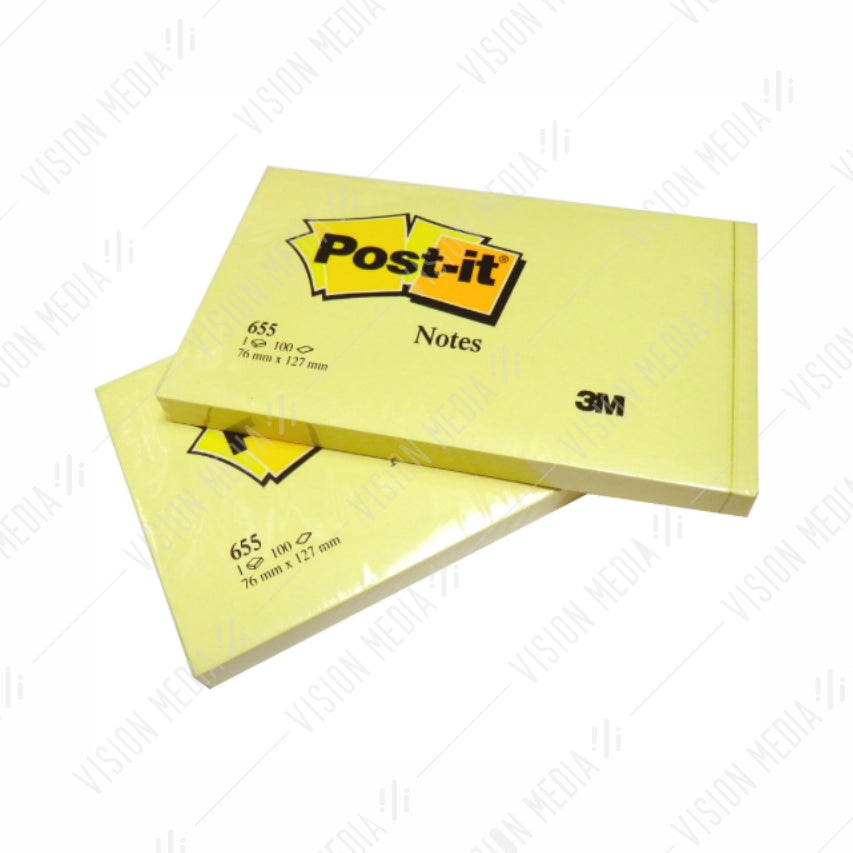 3M POST-IT NOTES 655 (3"X5") CANARY YELLOW (100 SHEETS/PAD)