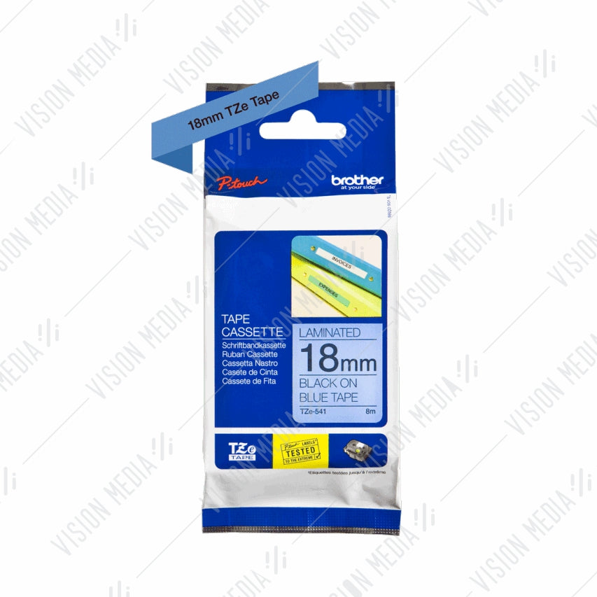 BROTHER BLACK ON BLUE TZE TAPE 18MM (TZE-541)