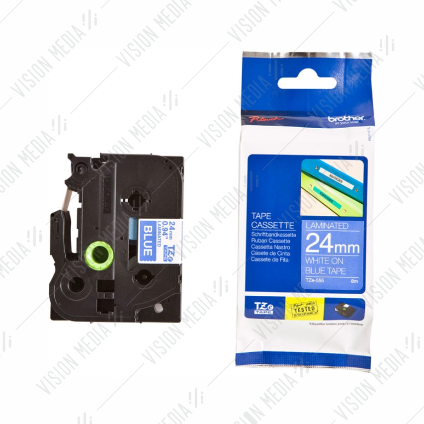 BROTHER WHITE ON BLUE TZE TAPE 24MM (TZE-555)