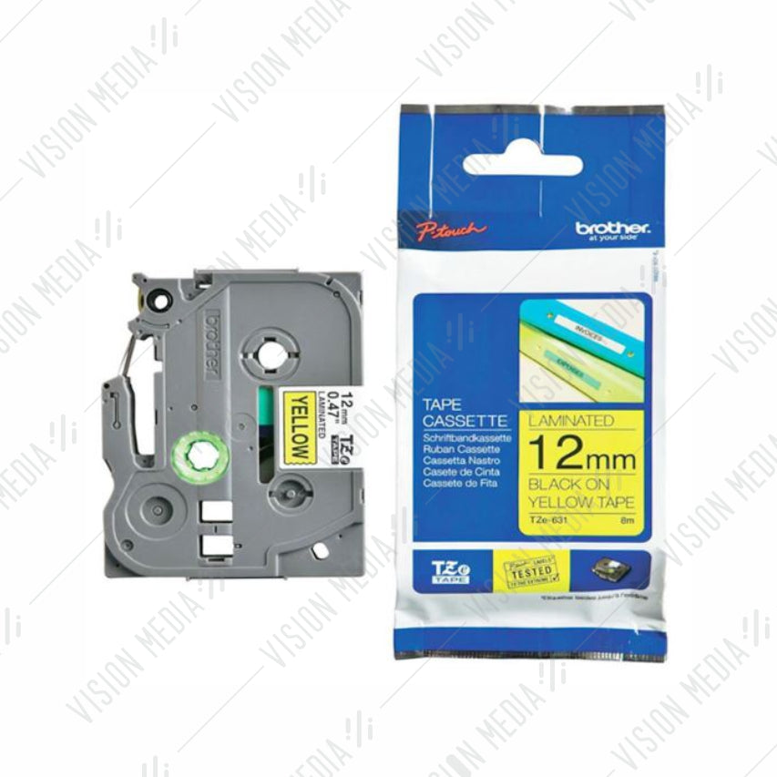 BROTHER BLACK ON FLUORESCENT YELLOW TZE TAPE 12MM (TZE-C31)