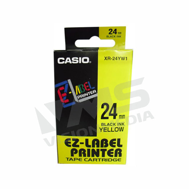CASIO EZ-LABEL 24MM BLACK ON YELLOW (XR-24YW1)