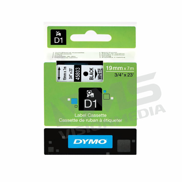DYMO D1 TAPE 19MM X 7M BLACK ON WHITE (S0720830)