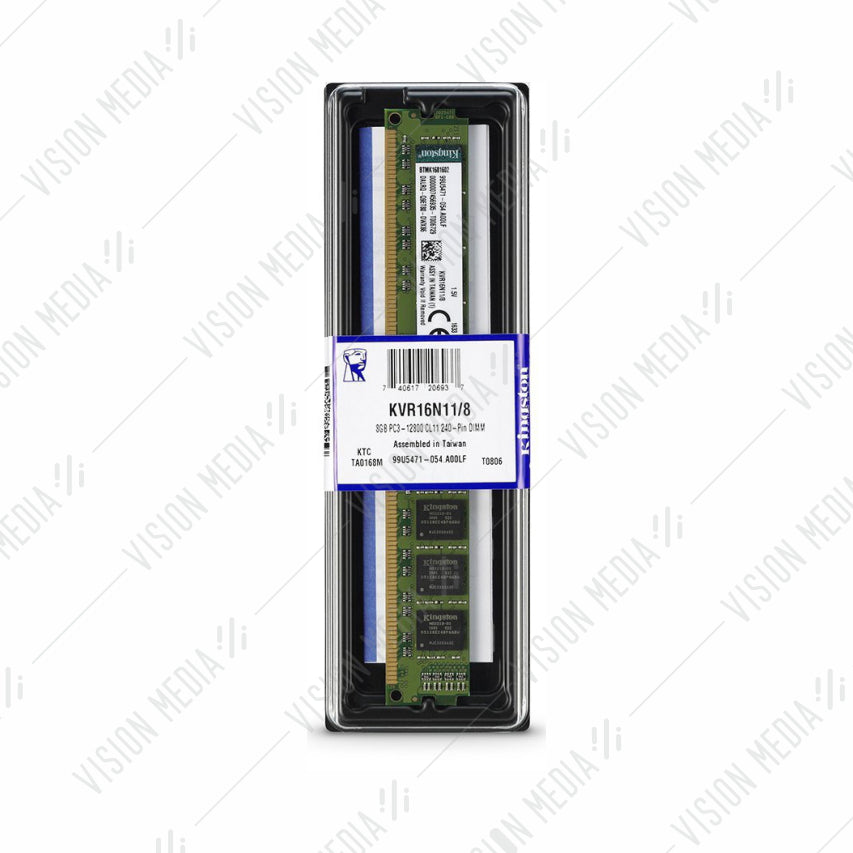 KINGSTON 8GB DDR3 PC3-12800 1600MHZ DIMM (KVR16N11/8WP) | Vision