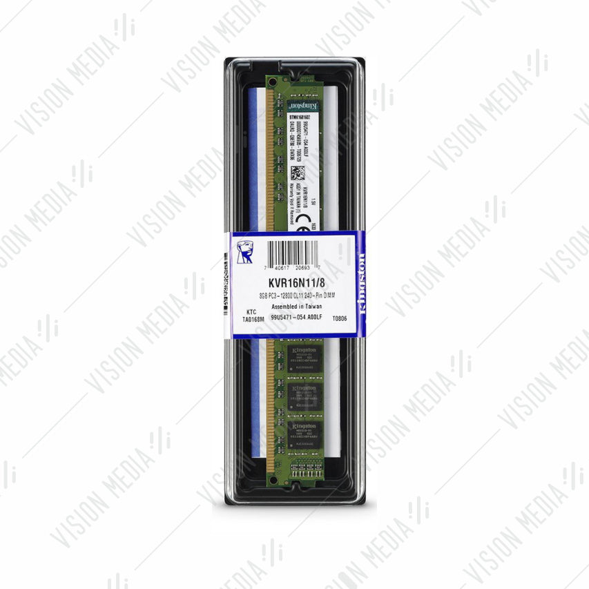 KINGSTON 8GB DDR3 PC3-12800 1600MHZ DIMM (KVR16N11/8WP)