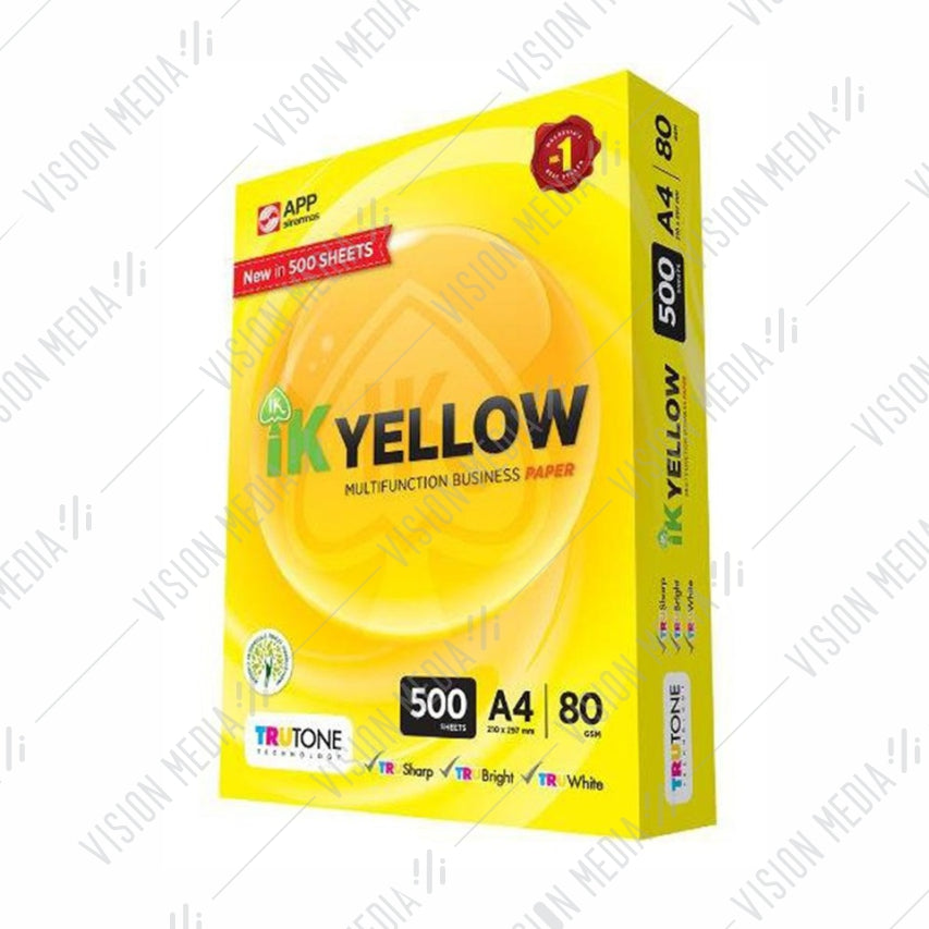 IK YELLOW 80GSM A4 SIZE PAPER (500 SHEETS)