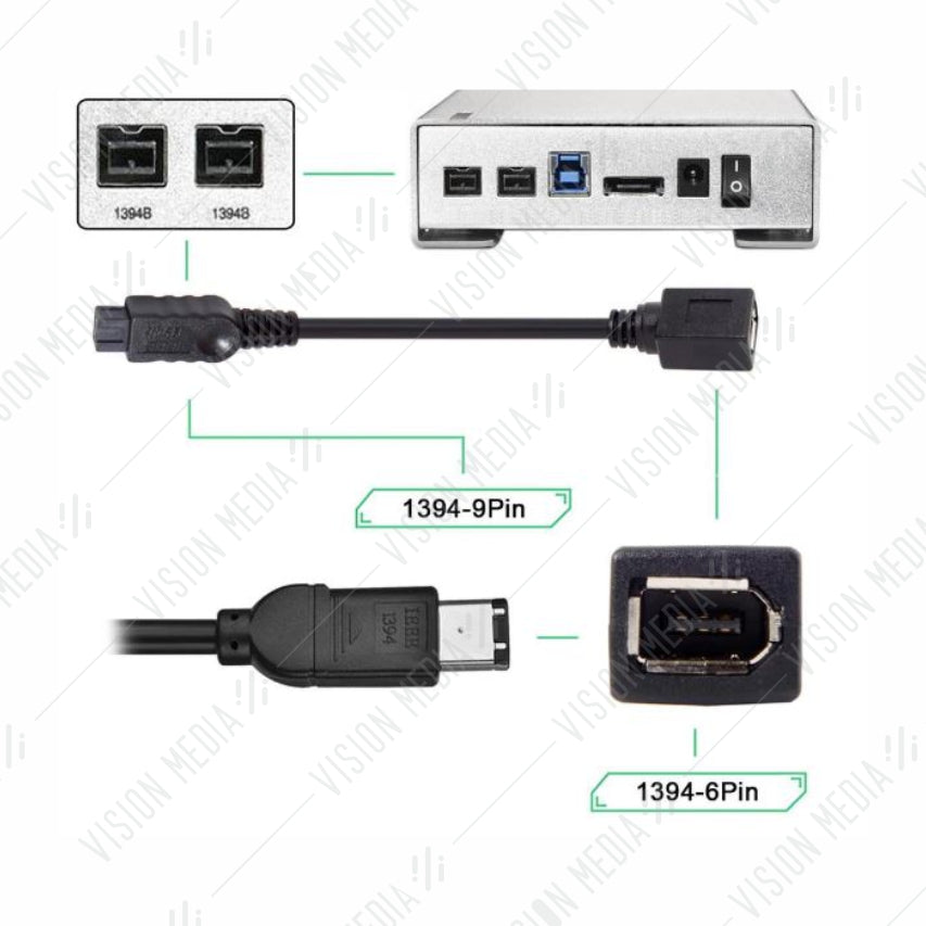 FIREWIRE 800 (MALE) TO FIREWIRE 400 (FEMALE) CABLE (IEE1394)