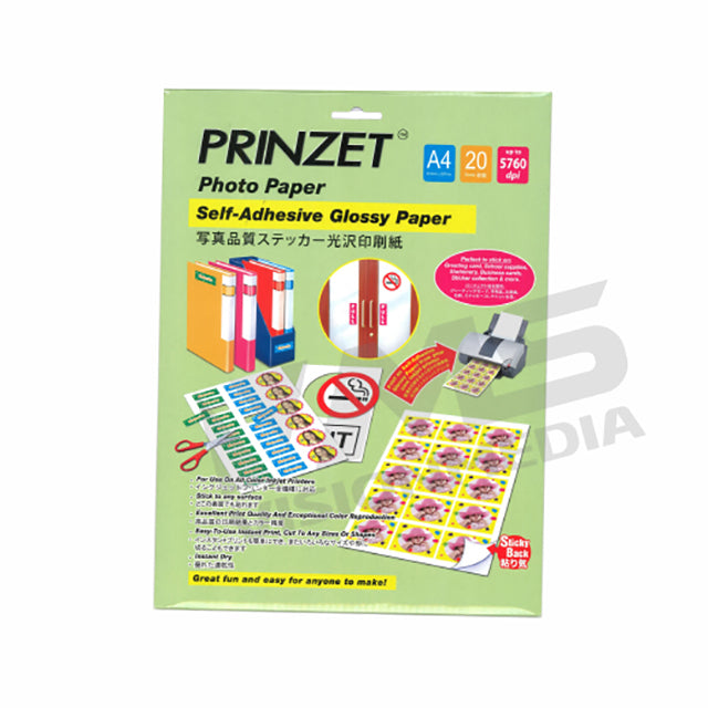 PRINZET SELF-ADHESIVE GLOSSY PAPER (A4 SIZE, 20 SHEET)