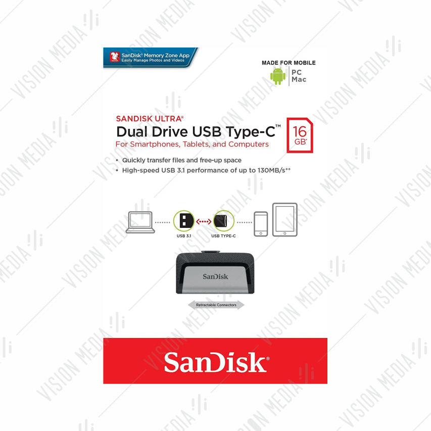 SANDISK ULTRA DUAL DRIVE USB TYPE C2 16GB (SDDDC2-016G-G46)
