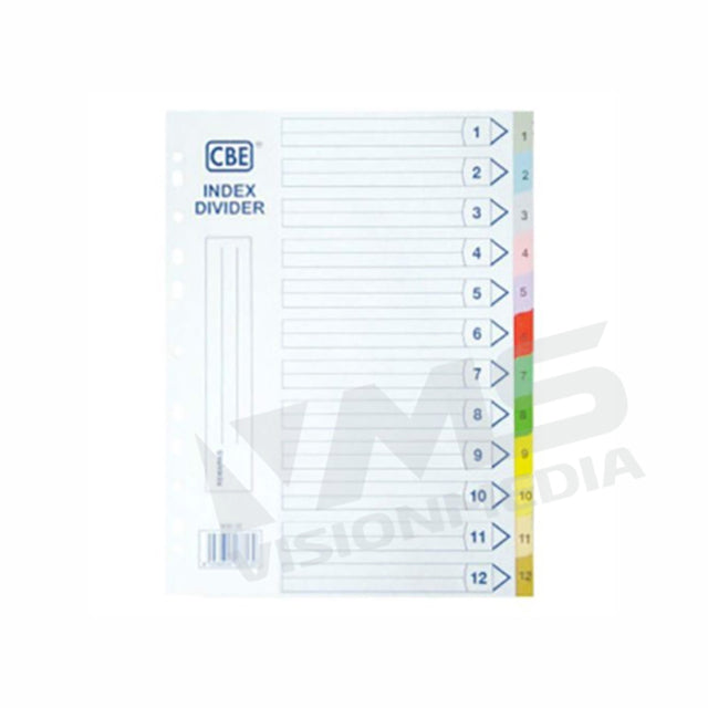 PAPER NO.1 ~ NO.12 A4 INDEX DIVIDER (907-12) (1 SET / PACK)