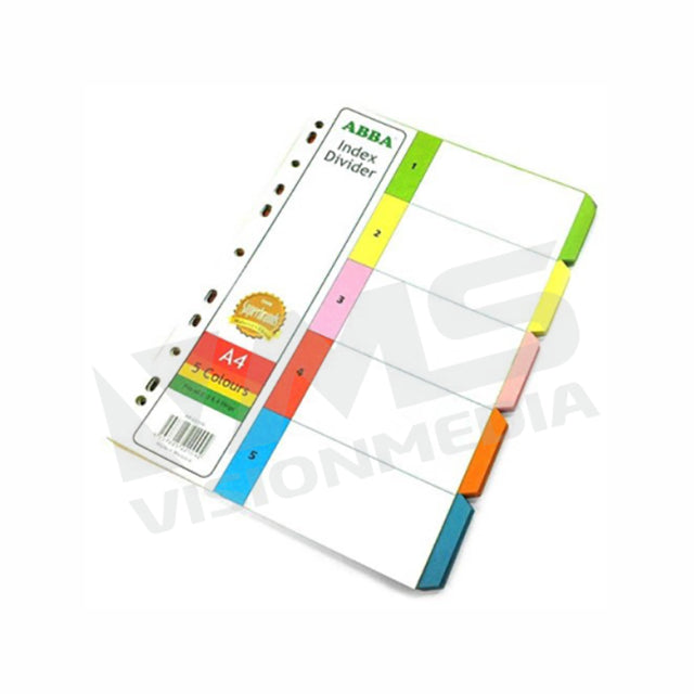 INDEX DIVIDER (PAPER) A4 5 COLOURS, 10 SETS/PACK (907-5)