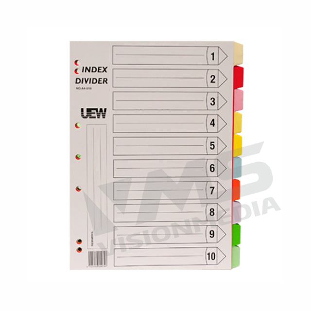 INDEX DIVIDER (SYNTHETIC,PP) A4 10 COLOURS,1 SET/PACK (906-10)