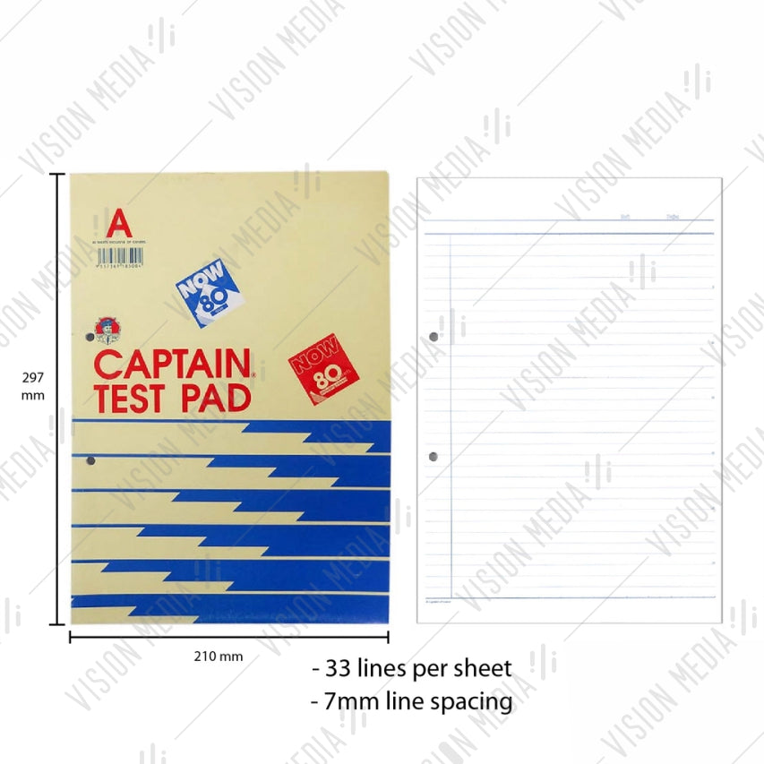 CAPTAIN A4 TOP OPENING TEST PAD (80GSM, 78'S)