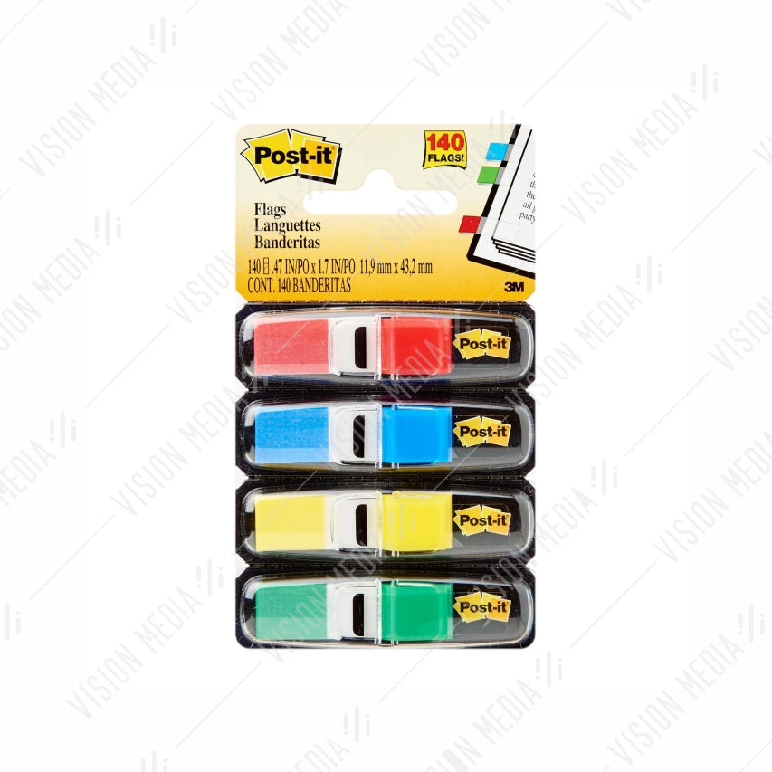 3M POST-IT SMALL FLAGS (0.5" X 1.7") (4 COL X 35 SHEETS) (683-4)
