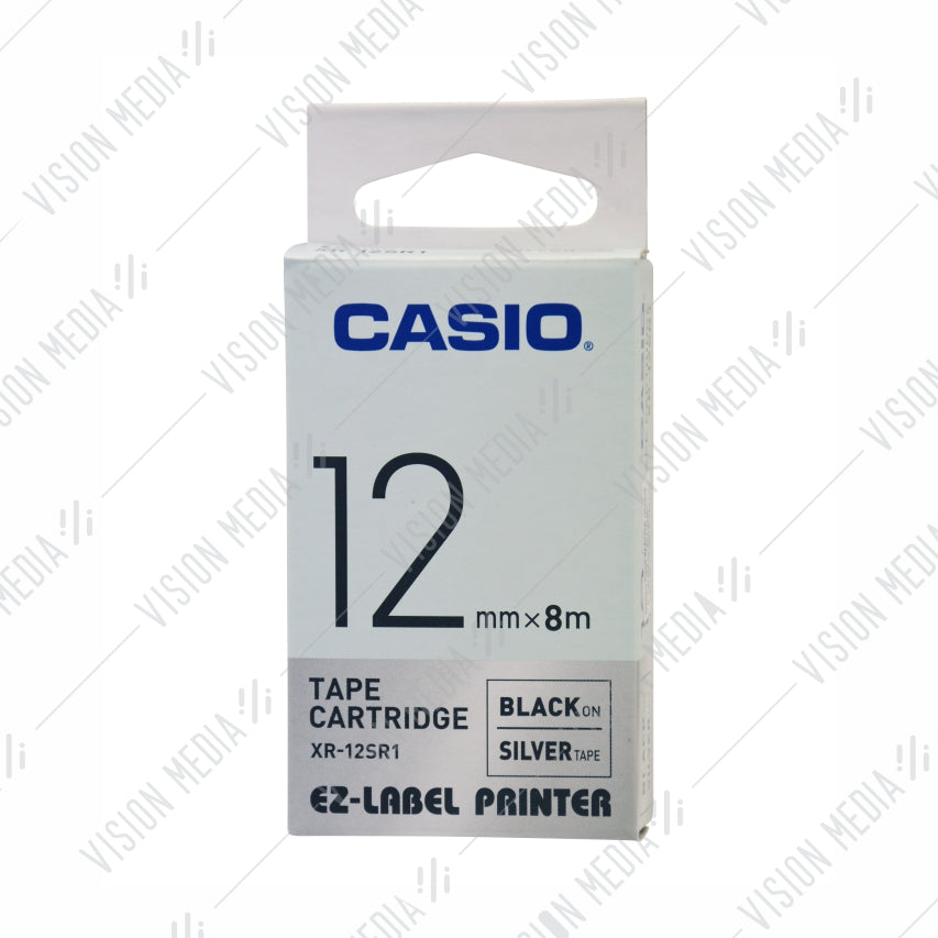 CASIO EZ-LABEL 12MM BLACK ON SILVER (XR-12SR1)