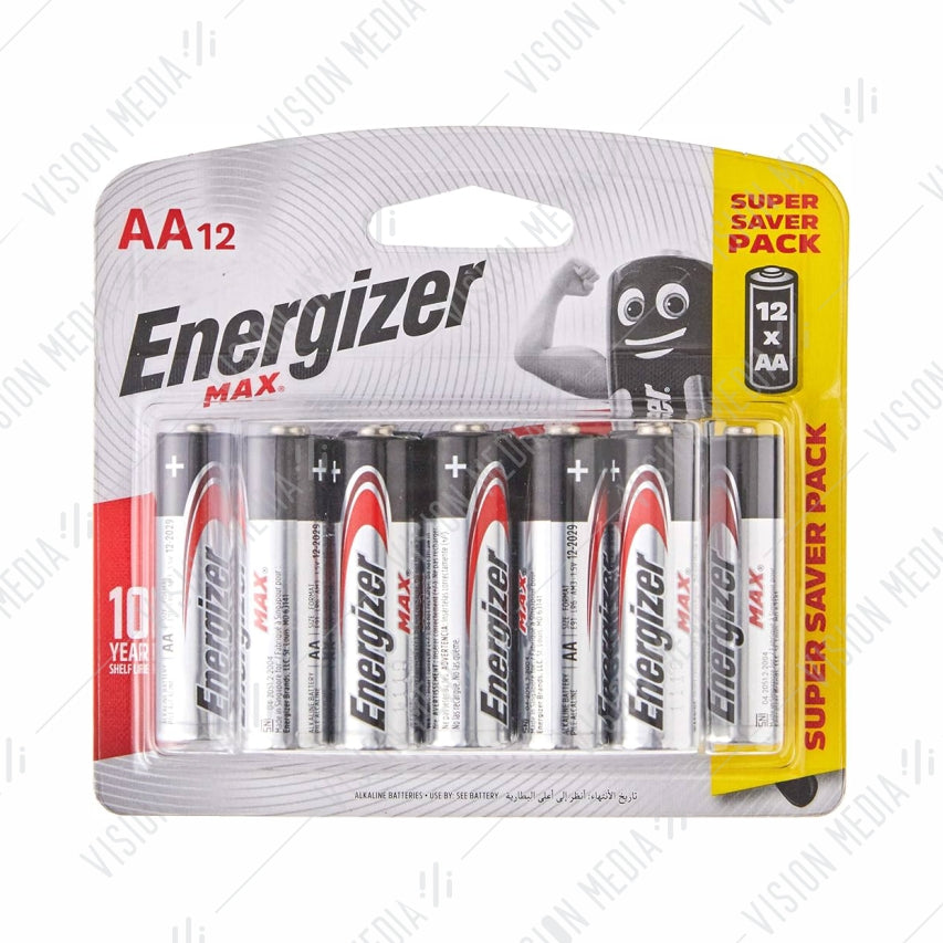 ENERGIZER ALKALINE MAX AA BATT (12 PCS / PACK) (E91BP12M)