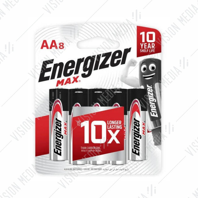 ENERGIZER ALKALINE MAX AA BATTERY (8 PCS PACK) (E91BP8M)