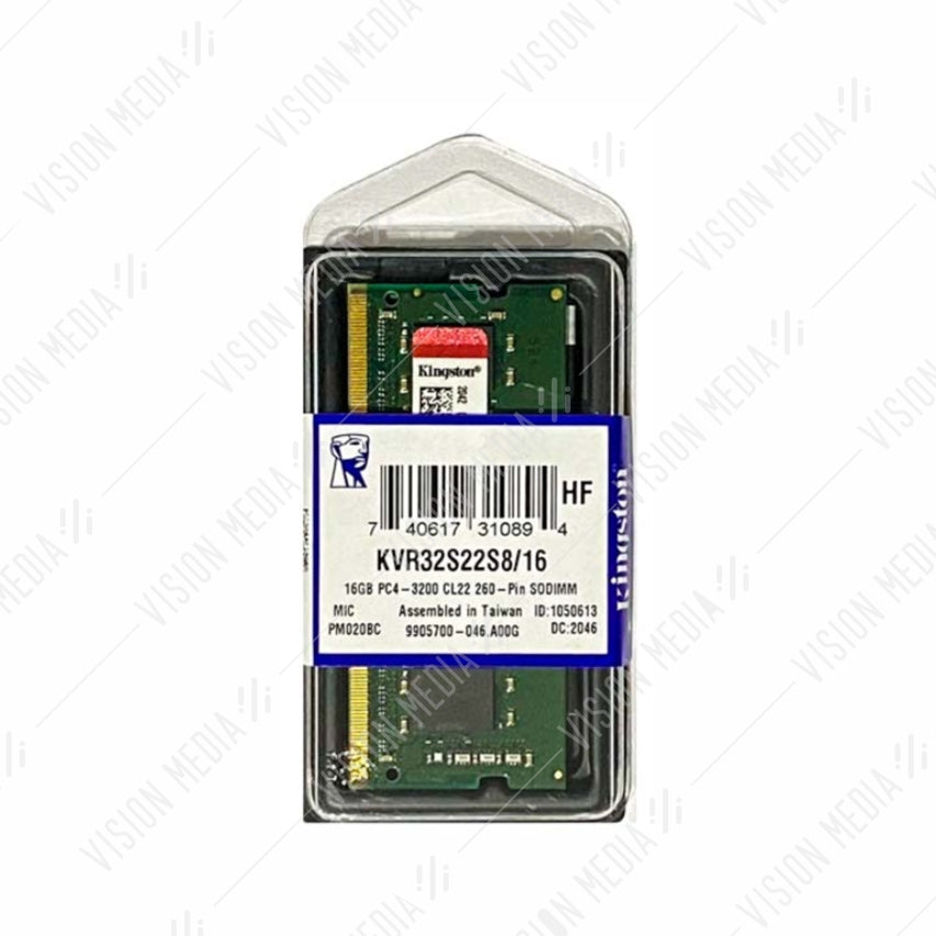 KINGSTON 16GB DDR4 3200MHZ CL22 SODIMM (KVR32S22S8/16)