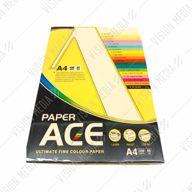 UNI ACE 80GSM A4 SIZE COLOUR PAPER (450 SHEETS)