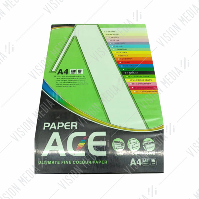 UNI ACE 80GSM A4 SIZE COLOUR PAPER (450 SHEETS)