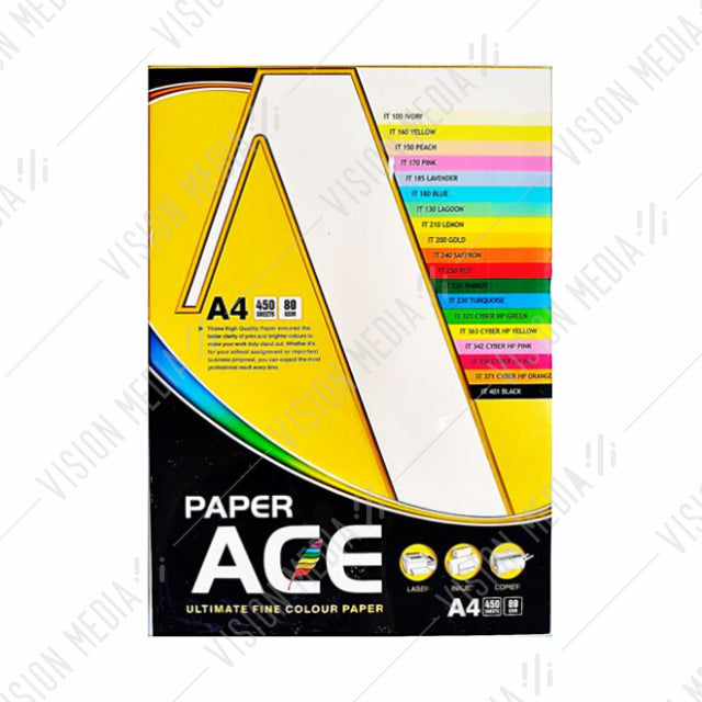 UNI ACE 80GSM A4 SIZE COLOUR PAPER (450 SHEETS)