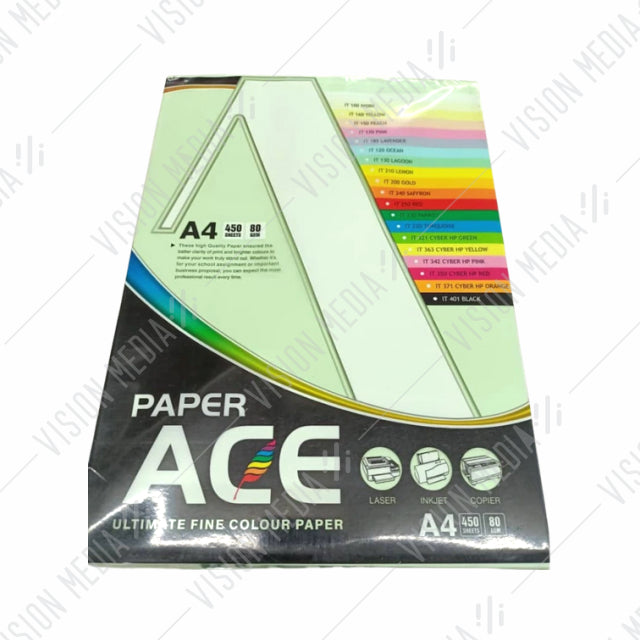 UNI ACE 80GSM A4 SIZE COLOUR PAPER (450 SHEETS)