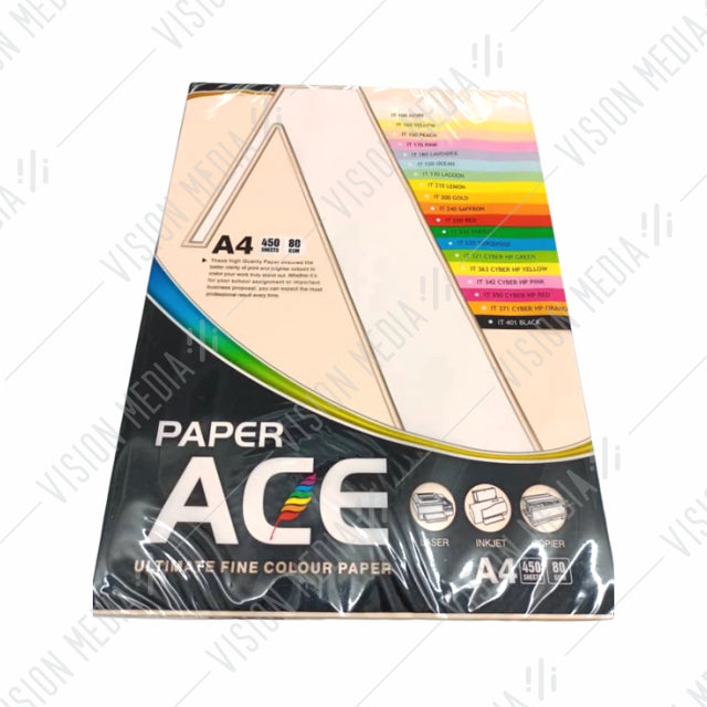 UNI ACE 80GSM A4 SIZE COLOUR PAPER (450 SHEETS)