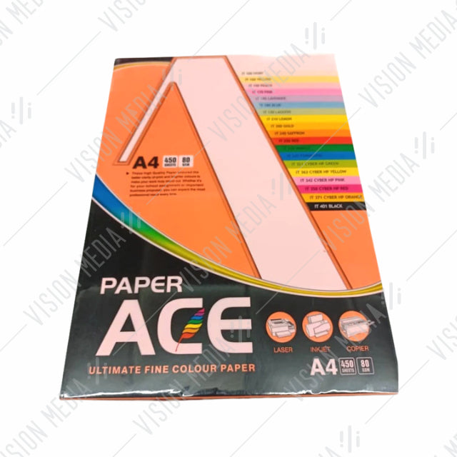 UNI ACE 80GSM A4 SIZE COLOUR PAPER (450 SHEETS)